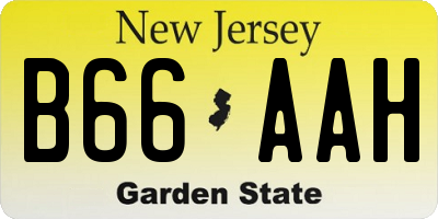 NJ license plate B66AAH
