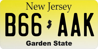 NJ license plate B66AAK
