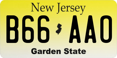 NJ license plate B66AAO
