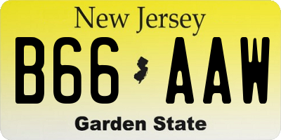 NJ license plate B66AAW