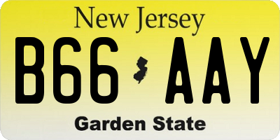NJ license plate B66AAY