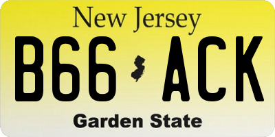 NJ license plate B66ACK