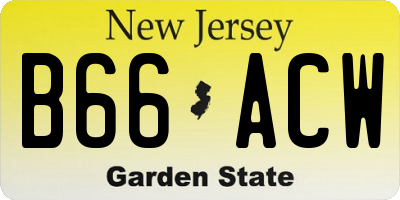 NJ license plate B66ACW
