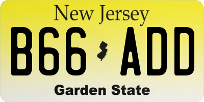 NJ license plate B66ADD