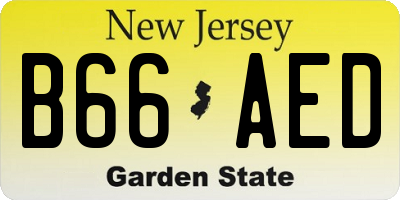 NJ license plate B66AED