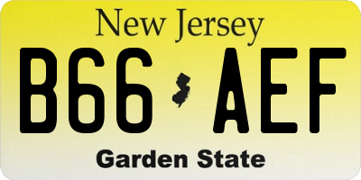 NJ license plate B66AEF