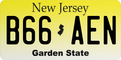 NJ license plate B66AEN