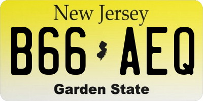 NJ license plate B66AEQ