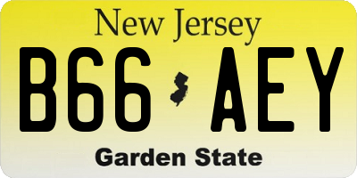 NJ license plate B66AEY