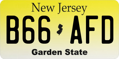 NJ license plate B66AFD