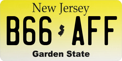 NJ license plate B66AFF
