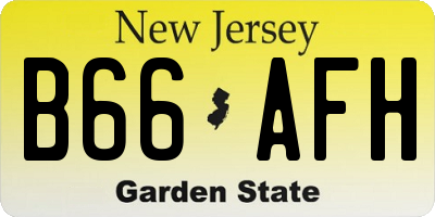 NJ license plate B66AFH