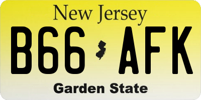 NJ license plate B66AFK