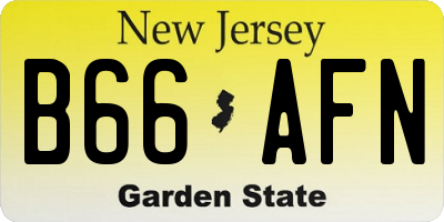 NJ license plate B66AFN