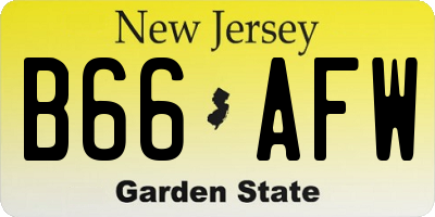 NJ license plate B66AFW