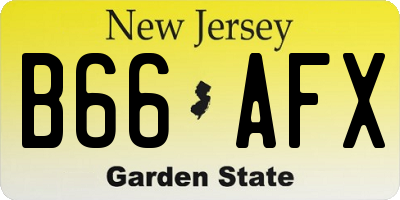 NJ license plate B66AFX