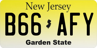 NJ license plate B66AFY