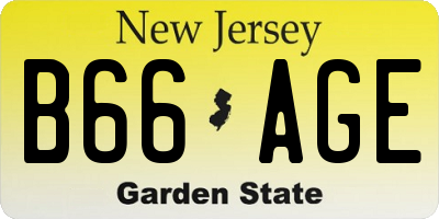 NJ license plate B66AGE