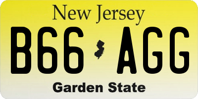 NJ license plate B66AGG