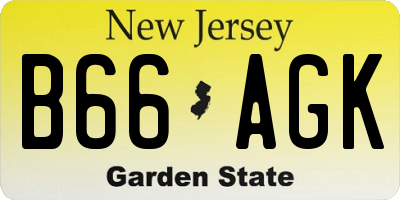 NJ license plate B66AGK