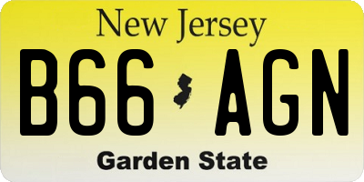 NJ license plate B66AGN