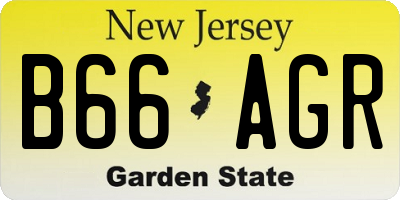 NJ license plate B66AGR