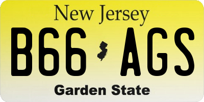 NJ license plate B66AGS