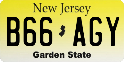 NJ license plate B66AGY
