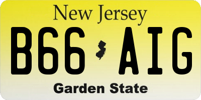 NJ license plate B66AIG