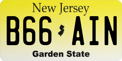 NJ license plate B66AIN