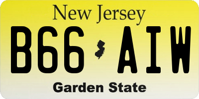 NJ license plate B66AIW