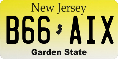NJ license plate B66AIX