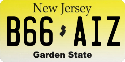 NJ license plate B66AIZ