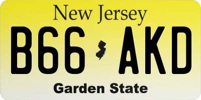 NJ license plate B66AKD