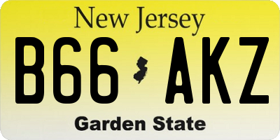 NJ license plate B66AKZ