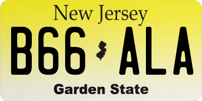 NJ license plate B66ALA