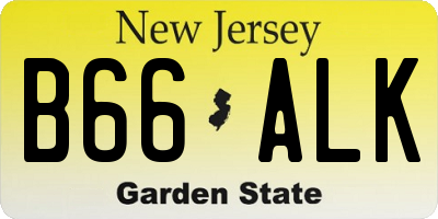 NJ license plate B66ALK