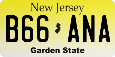 NJ license plate B66ANA