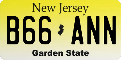 NJ license plate B66ANN