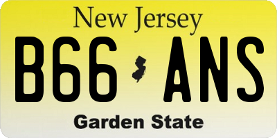 NJ license plate B66ANS
