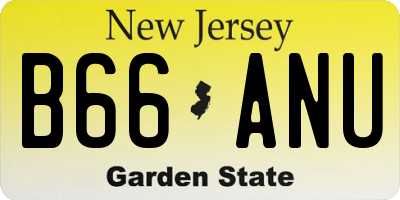 NJ license plate B66ANU
