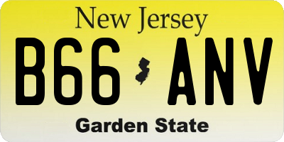 NJ license plate B66ANV