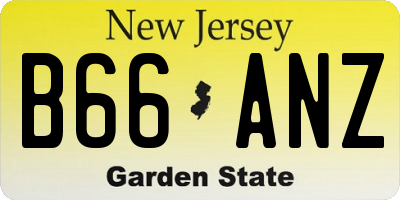 NJ license plate B66ANZ