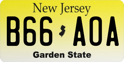 NJ license plate B66AOA
