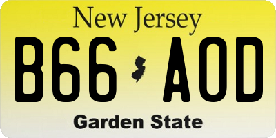 NJ license plate B66AOD