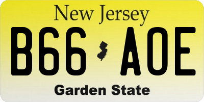NJ license plate B66AOE