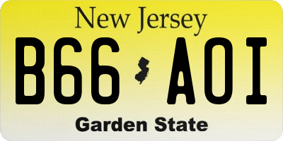 NJ license plate B66AOI