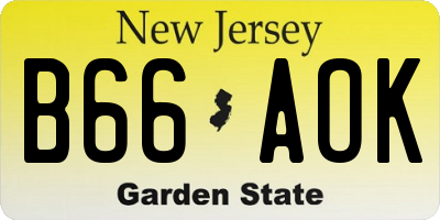 NJ license plate B66AOK