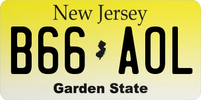 NJ license plate B66AOL