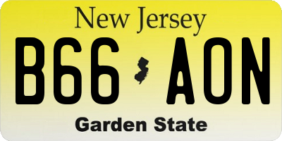 NJ license plate B66AON